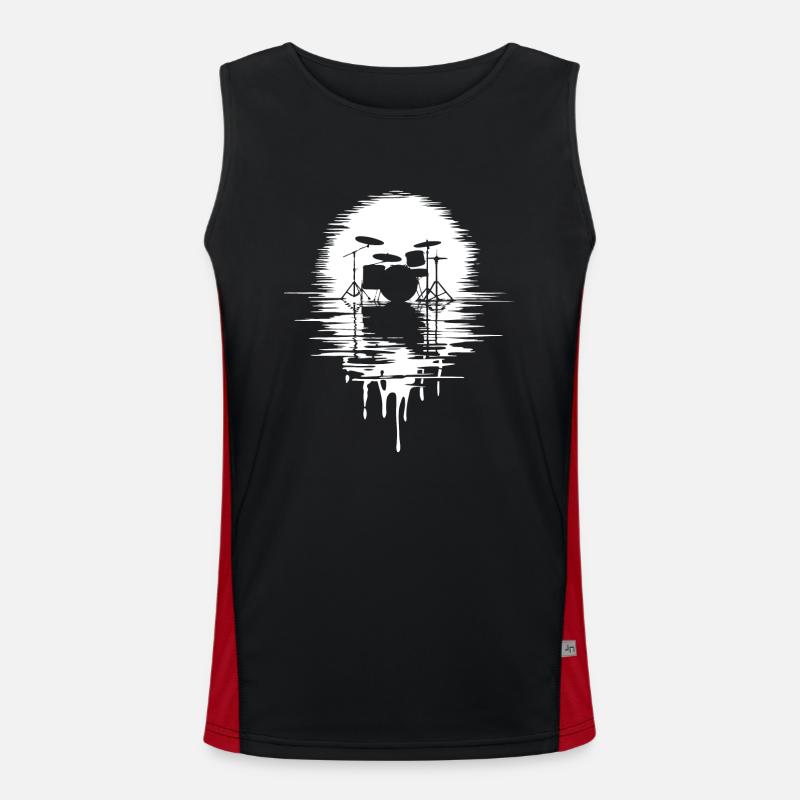 Drumset Silhouette Schlagzeug mit Spiegelung Funktionelles Kontrast-Tank Top für Männer 
