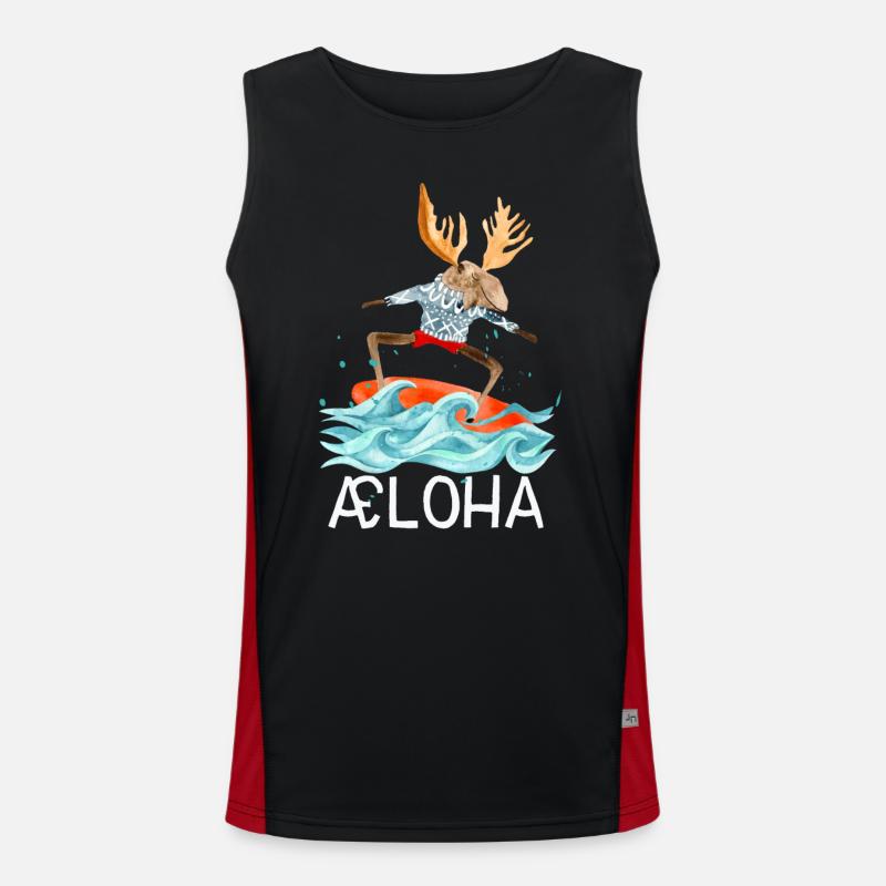 Æloha. Elch auf der perfekten Welle Funktionelles Kontrast-Tank Top für Männer 
