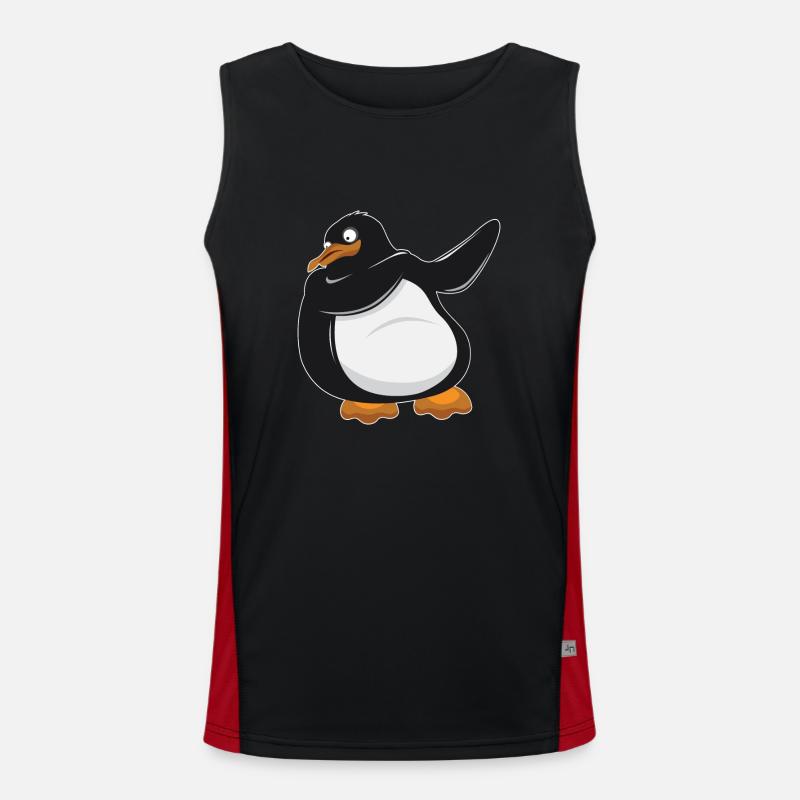 Dabbing penguin - penguin - Men's Functional Contrast Tank Top  - black/red