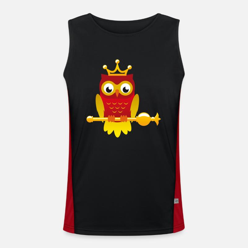 King owl with scepter - Men's Functional Contrast Tank Top  - black/red