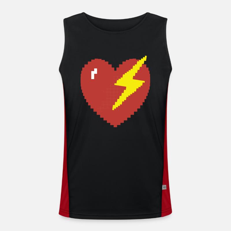 Herz Blitz Pixel Gamer Geschenk Funktionelles Kontrast-Tank Top für Männer 