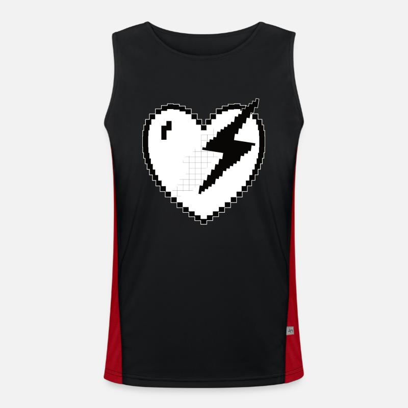 Herz Blitz Pixel Gamer Geschenk Funktionelles Kontrast-Tank Top für Männer 