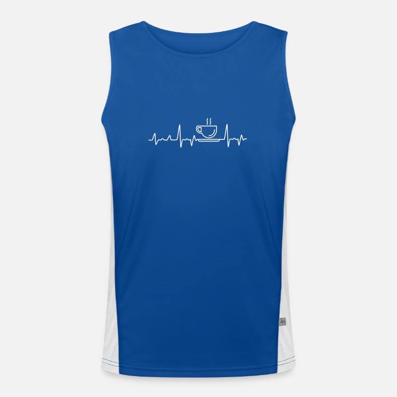 Kaffee Heartbeat · Kaffee · Kaffeetasse · Geschenk Funktionelles Kontrast-Tank Top für Männer 