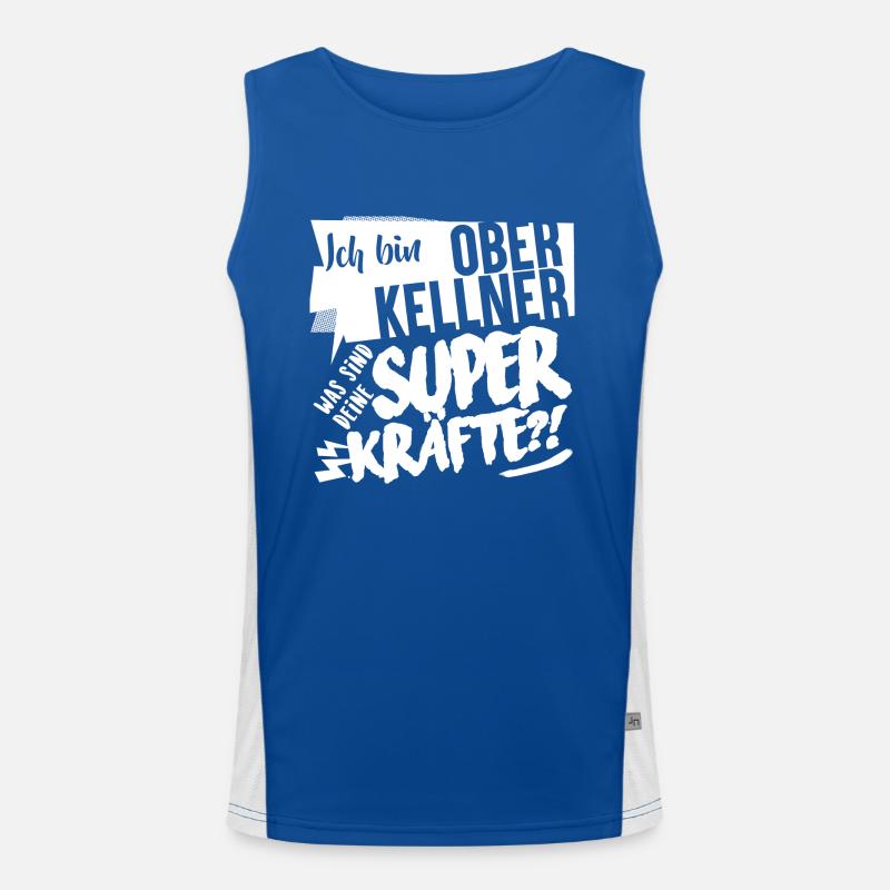 Superkräfte Oberkellner Geschenk Funktionelles Kontrast-Tank Top für Männer 