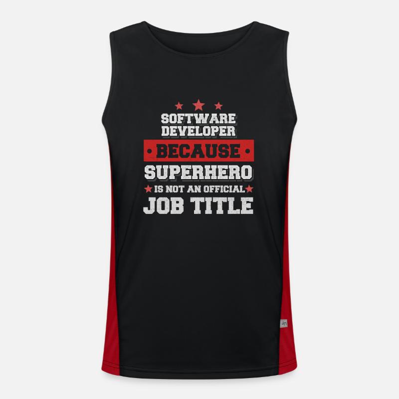 Software Developer Superhero Shirt - Men's Functional Contrast Tank Top  - black/red