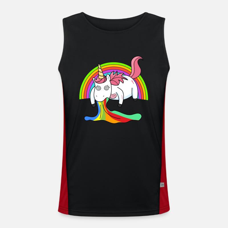 Kotzendes Einhorn Regenbogen Funktionelles Kontrast-Tank Top für Männer 