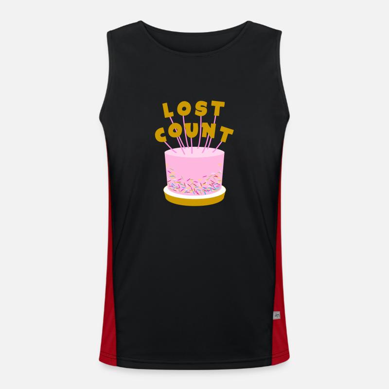 Lost Count Geburtstagskuche Funktionelles Kontrast-Tank Top für Männer 