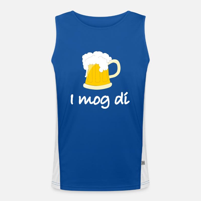 Bier Liebe Bayern Geschenkidee Dialekt Funktionelles Kontrast-Tank Top für Männer 