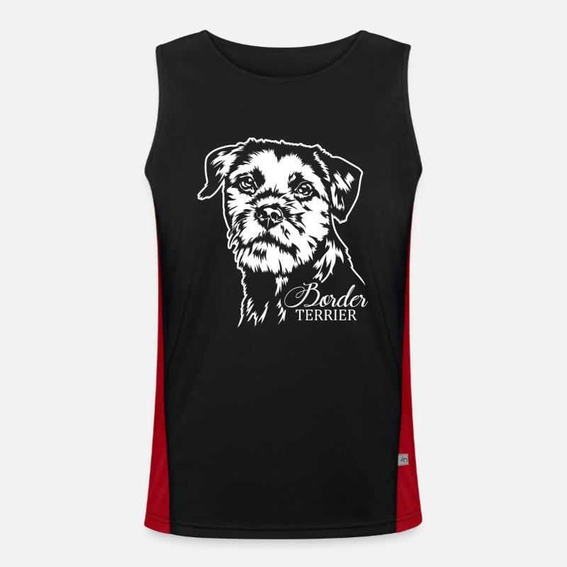 BORDER TERRIER Hundeportrait Hund Hunde Wilsigns Funktionelles Kontrast-Tank Top für Männer 