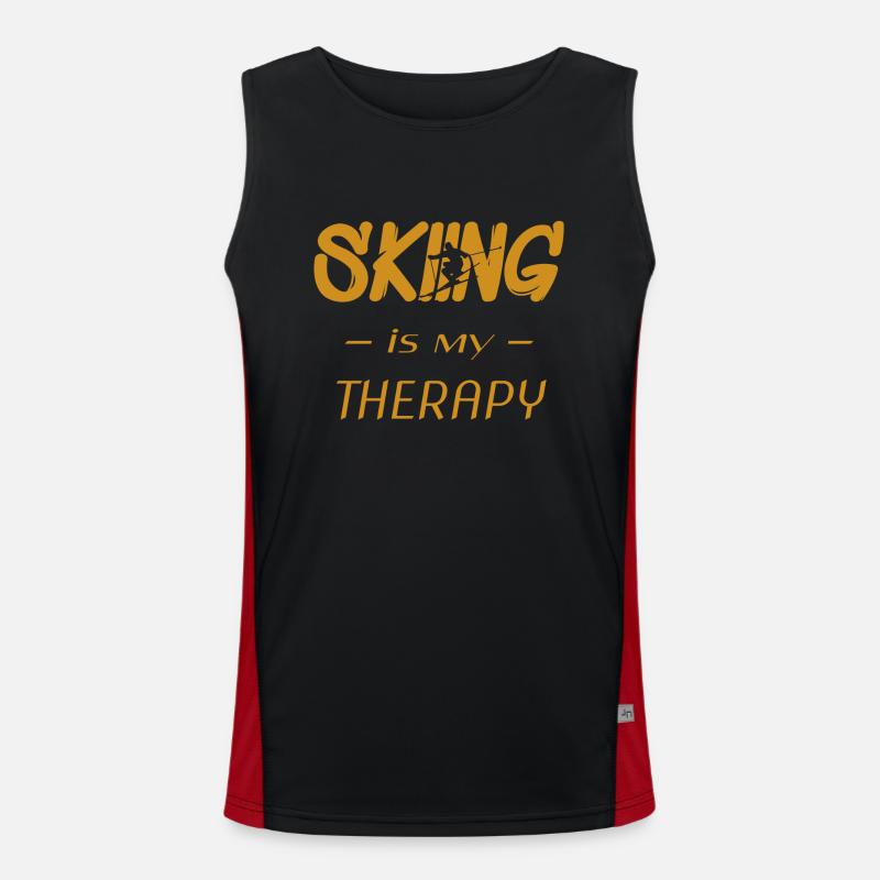 skiing is my therapy Funktionelles Kontrast-Tank Top für Männer 