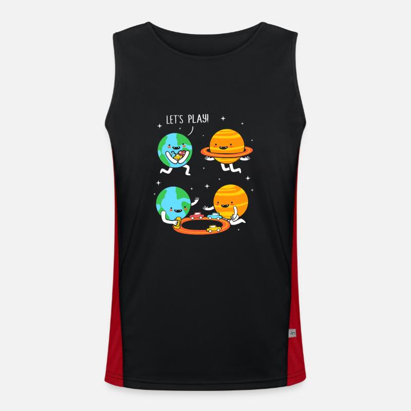 Space Planets Universe Space - Men's Functional Contrast Tank Top  - black/red
