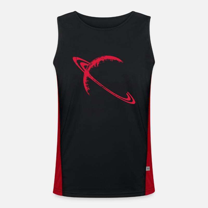Saturn und seine Ringe Funktionelles Kontrast-Tank Top für Männer 