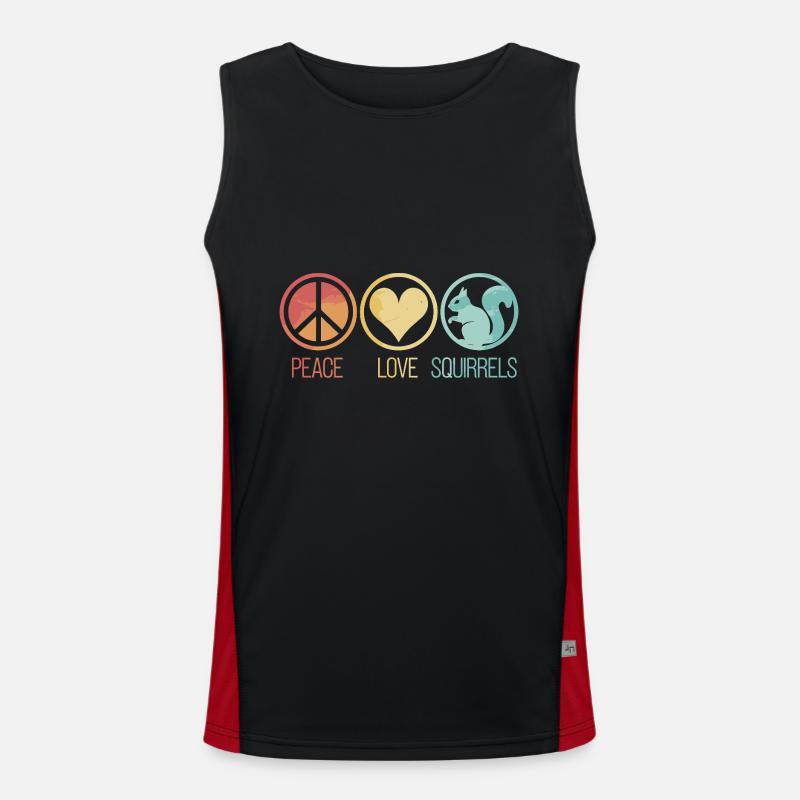 Peace Love Squirrels Squirrel - Men's Functional Contrast Tank Top  - black/red