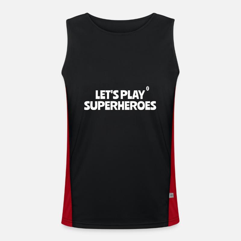 Let's play superheroes, text - Men's Functional Contrast Tank Top  - black/red