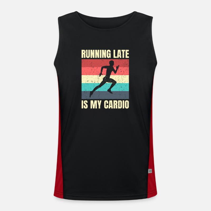 Courir en retard, c’est mon cardio Débardeur respirant contrasté Homme 