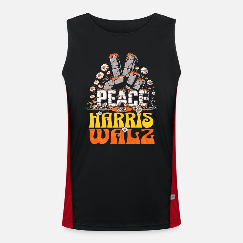 Retro Frieden Kamala Harris Walzer 2024 Funktionelles Kontrast-Tank Top für Männer 