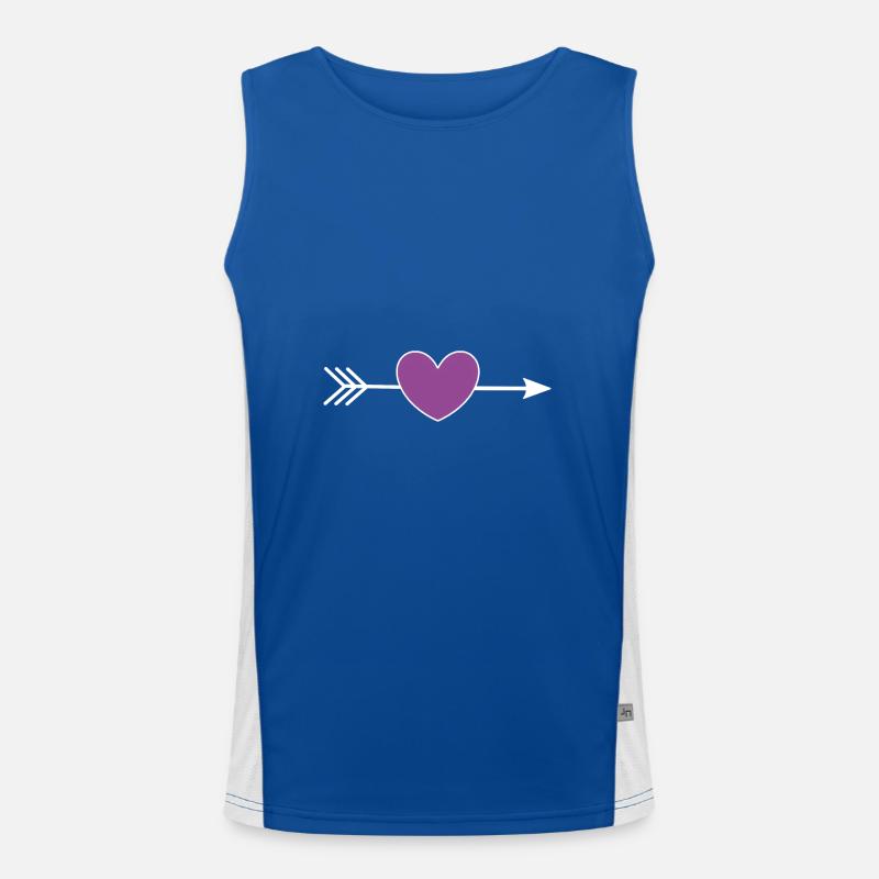 Coeur Violet Blanc avec Flèche Saint Valentin Débardeur respirant contrasté Homme 