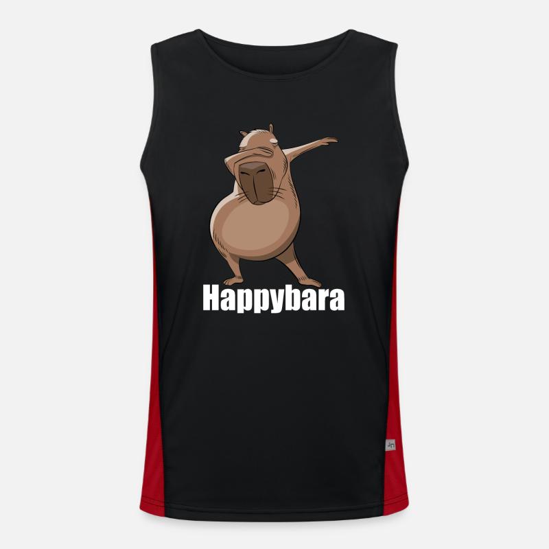 Capybara Dabbing Happybara Gift - Men's Functional Contrast Tank Top  - black/red