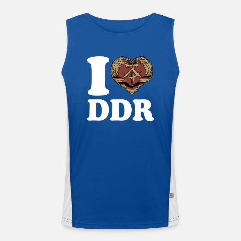 I Love DDR - Herz - Ostalgie Funktionelles Kontrast-Tank Top für Männer 