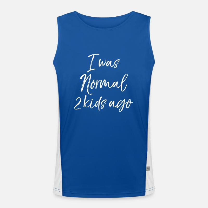 Muttertag, an dem ich vor 2 Kindern normal war Funktionelles Kontrast-Tank Top für Männer 