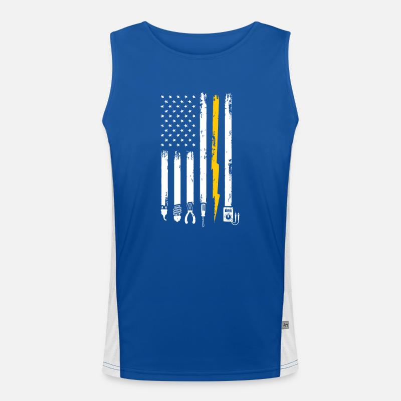 Electrician US Flag Tools for Electricians Men's Functional Contrast Tank Top 