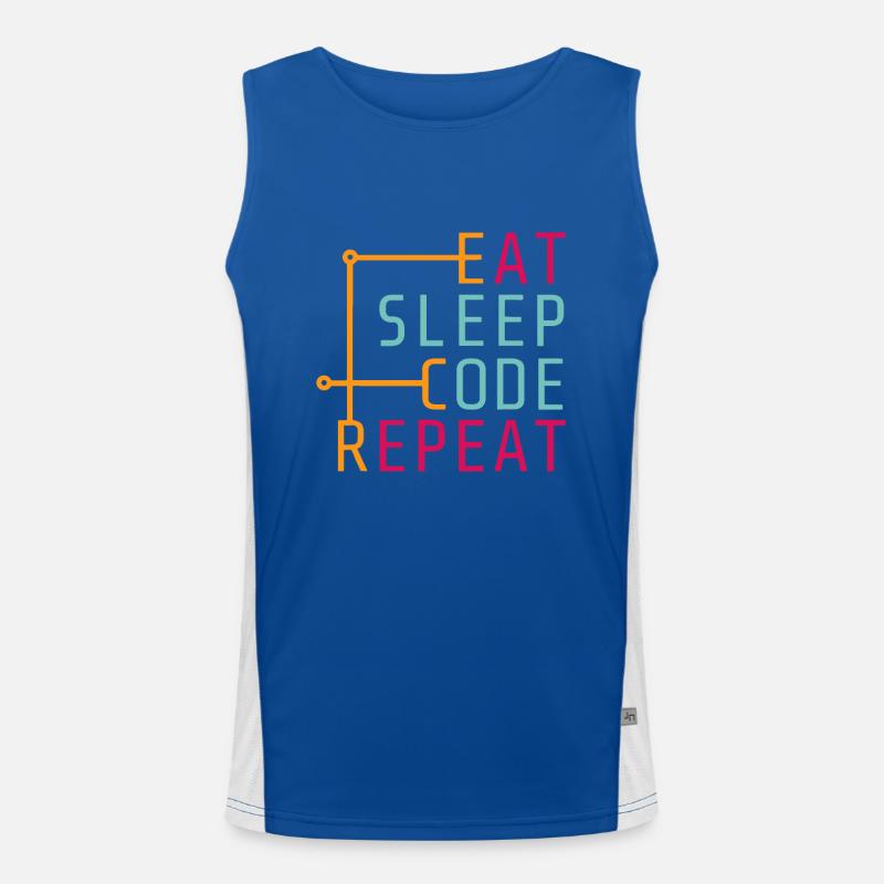 Eat Sleep Code-Wiederholung - Coder Developer Computer Funktionelles Kontrast-Tank Top für Männer 