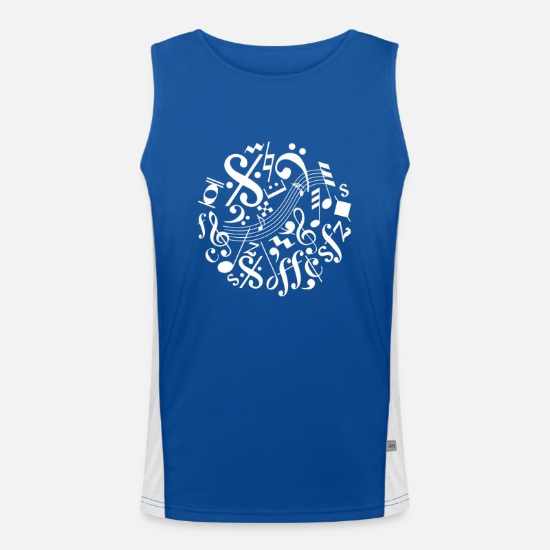 Circle pattern from music notes and music symbols Men's Functional Contrast Tank Top 