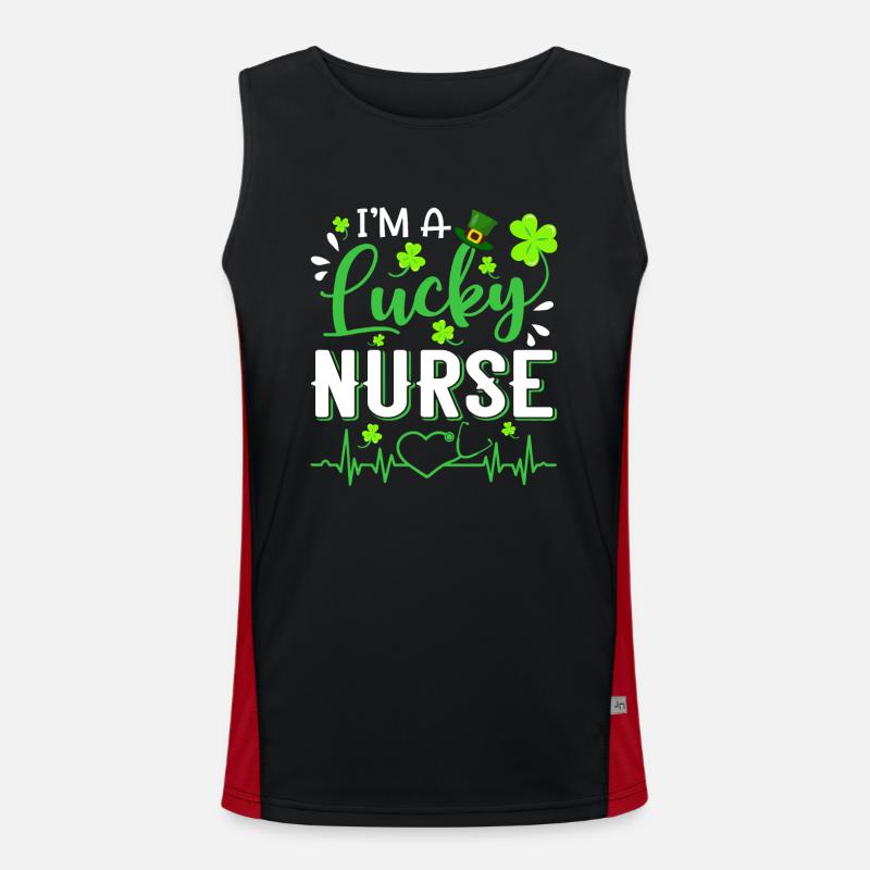 Ich bin eine glückliche Krankenschwester Kleeblatt-Zylinder St. Patrick's Funktionelles Kontrast-Tank Top für Männer 