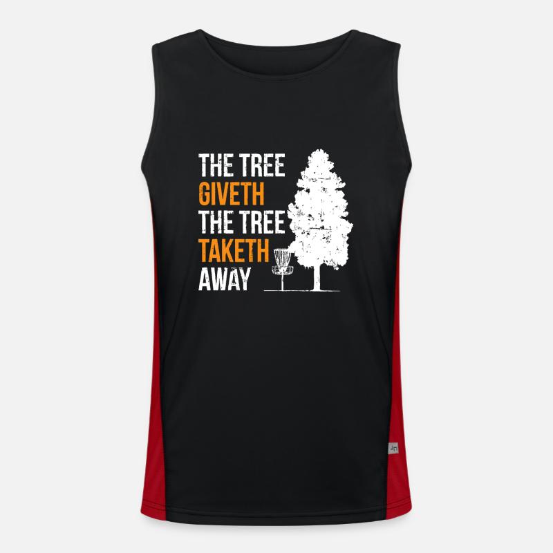 The Tree Giveth The Tree Taketh Away Frisbee Disc Men's Functional Contrast Tank Top 