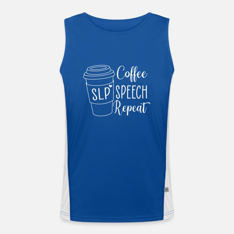 Kaffee Speech Repeat SLP Sprachtherapie Funktionelles Kontrast-Tank Top für Männer 
