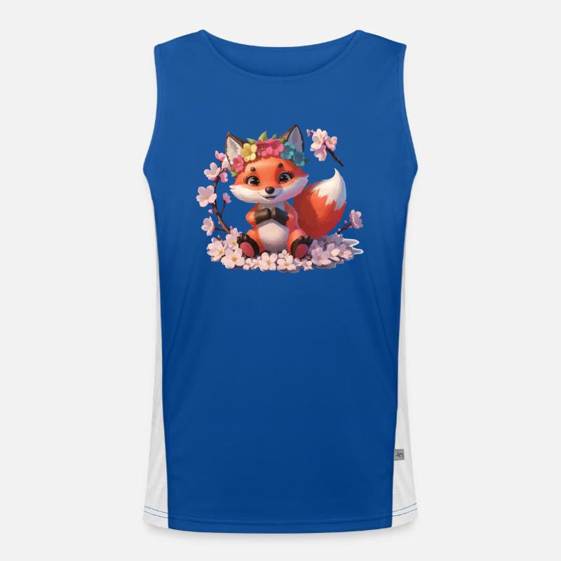 Cute cute fox in spring gift Men's Functional Contrast Tank Top 