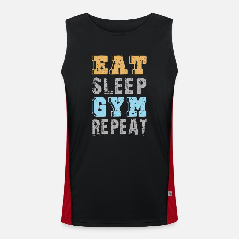 Eat Sleep Gym Repeat Outfit Funktionelles Kontrast-Tank Top für Männer 