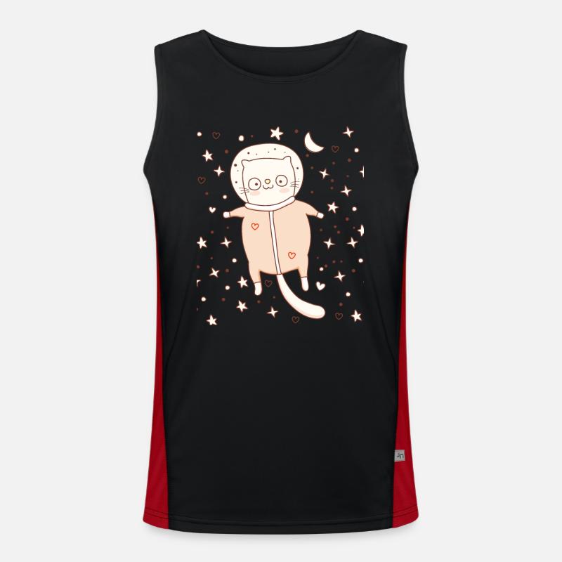Chaton mignon en tenue spatiale Débardeur respirant contrasté Homme 