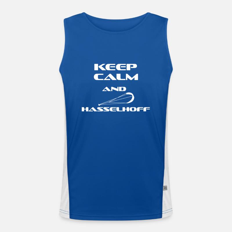 KITESURFING KEEP CALM AND HASSELHOFF Funktionelles Kontrast-Tank Top für Männer 