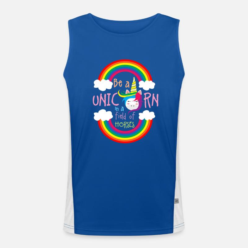 Sei ein Regenbogen-Einhorn Funktionelles Kontrast-Tank Top für Männer 