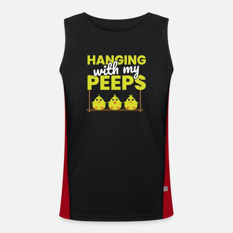 Funny Easter Hanging With My Peeps Cute Chicks Funktionelles Kontrast-Tank Top für Männer 
