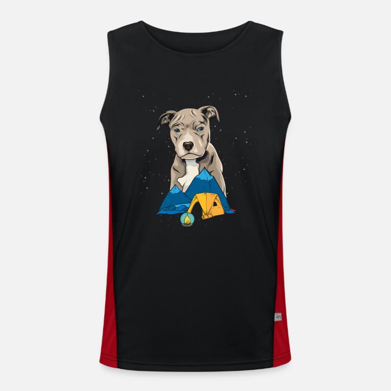Pit Bull Terrier Pitbull Camping Camping cadeau Débardeur respirant contrasté Homme 
