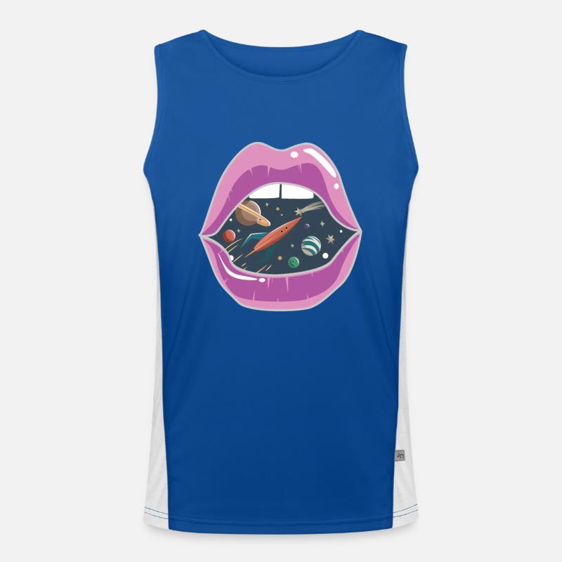 Pink lips / space Men's Functional Contrast Tank Top 