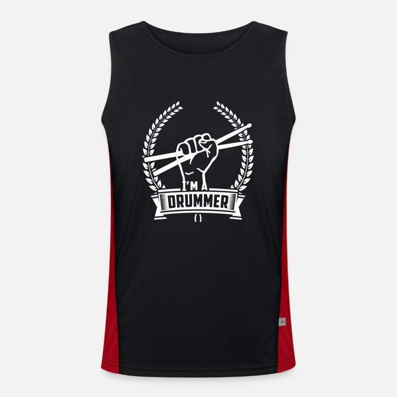 Gift drummer drummer drummer - Men's Functional Contrast Tank Top  - black/red