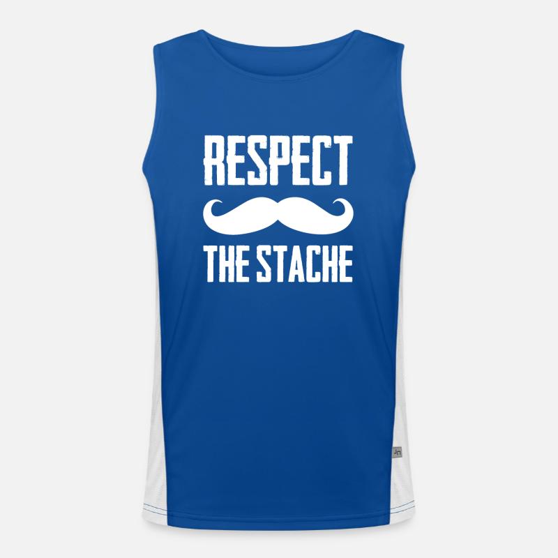 Respect The Stache Funny Mustache Cool Beard Men's Functional Contrast Tank Top 
