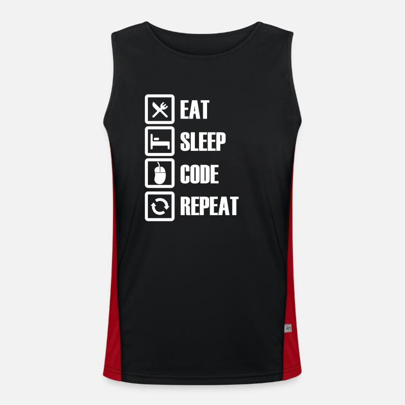 Eat Sleep Program Repeat - Men's Functional Contrast Tank Top  - black/red