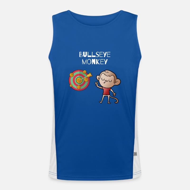 Bullseye monkey - cheeky monkey on a dartboard Men's Functional Contrast Tank Top 