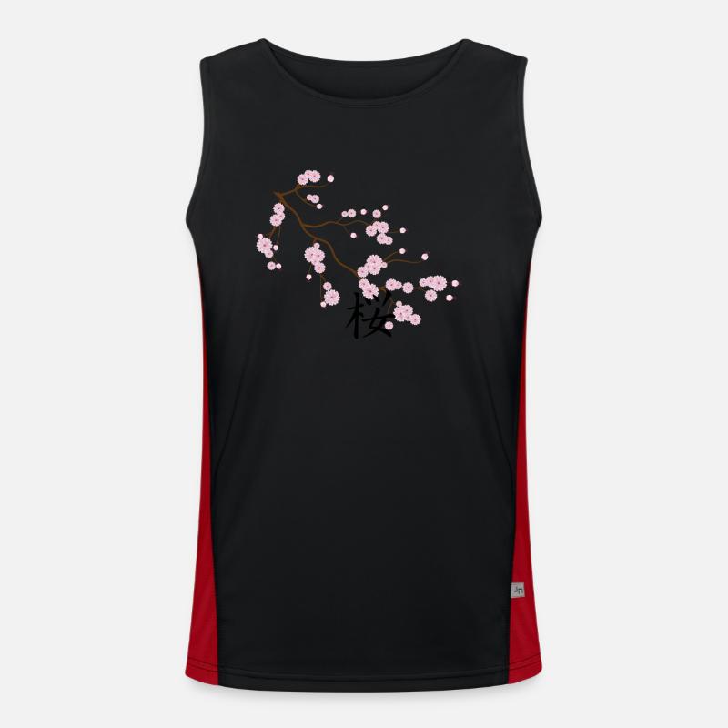 fleurs d'arbre sakura avec kanji Débardeur respirant contrasté Homme 