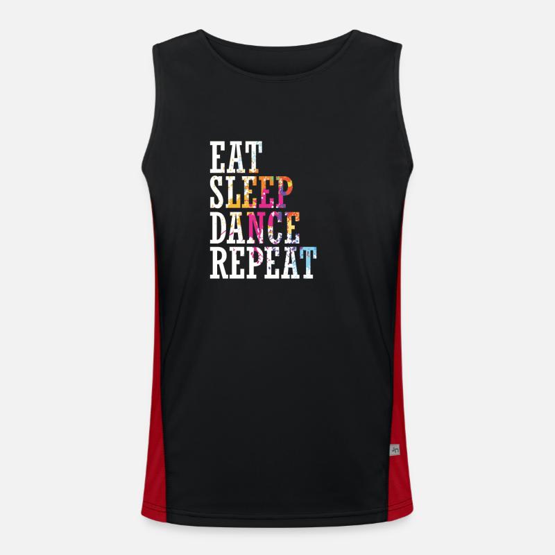 Tanzen "Eat Sleep Dance Repeat" Funktionelles Kontrast-Tank Top für Männer 