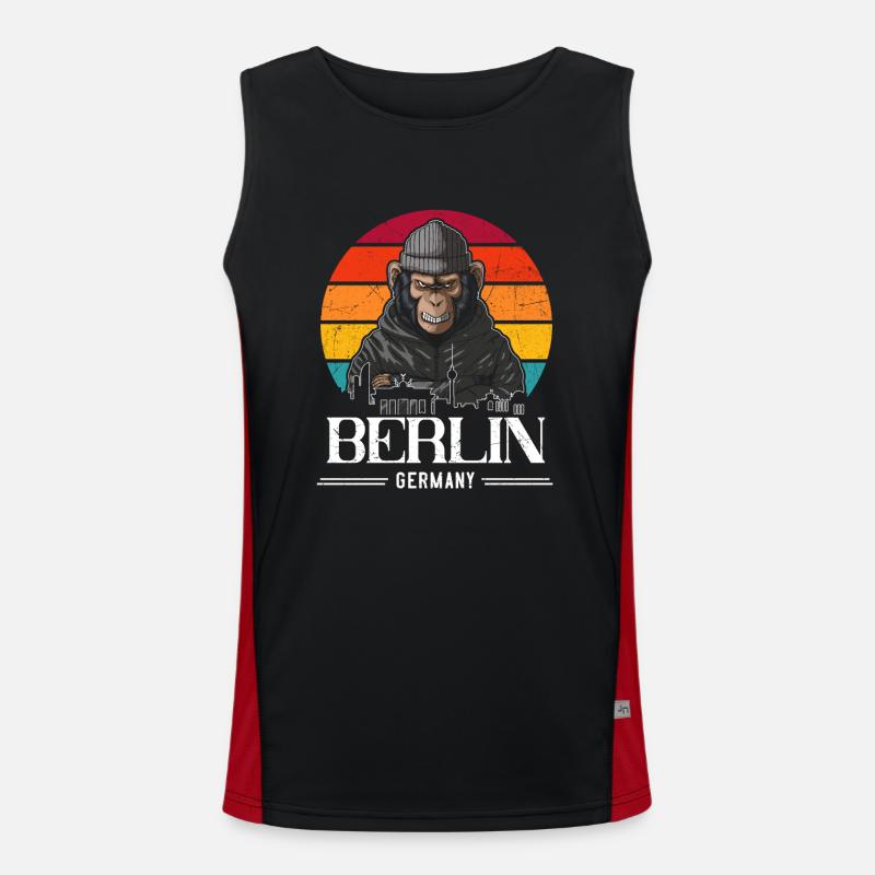 Berlin Retro Affe Berliner Funktionelles Kontrast-Tank Top für Männer 