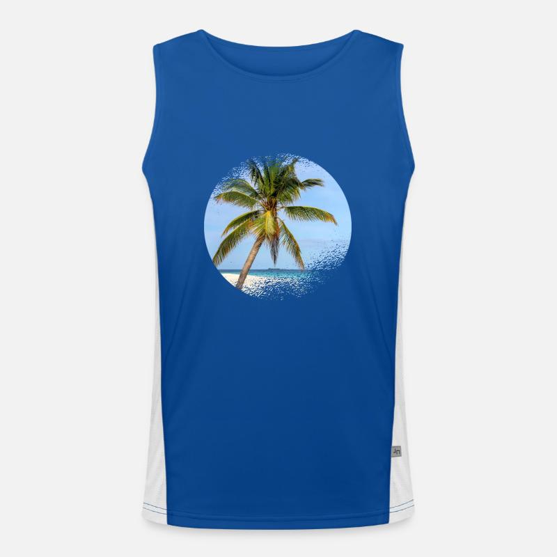 Maldives palm tree Men's Functional Contrast Tank Top 