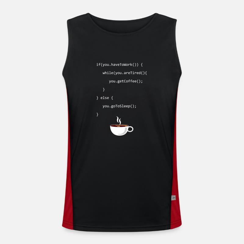 Programming Coffee Softwareingenieur Developer - Funktionelles Kontrast-Tank Top für Männer  - Schwarz/Rot