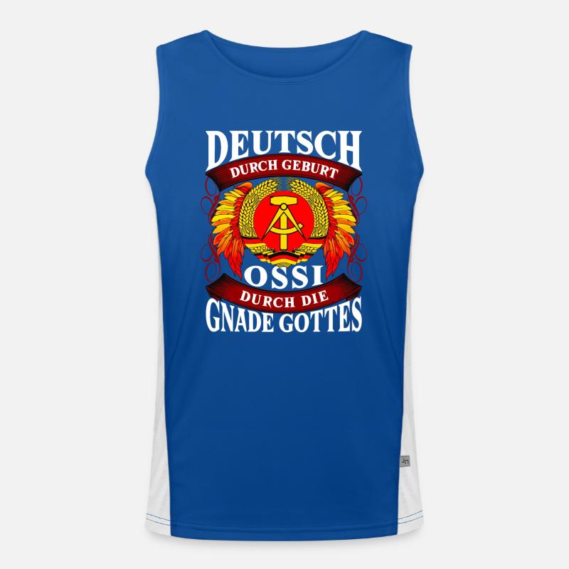 Ossi durch die Gnade Gottes – Stolze DDR Herkunft Funktionelles Kontrast-Tank Top für Männer 