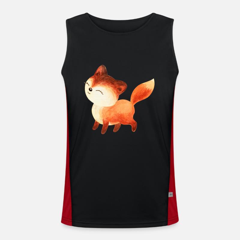 Fox foxes foxy forest animal cute red fox cute Men's Functional Contrast Tank Top 