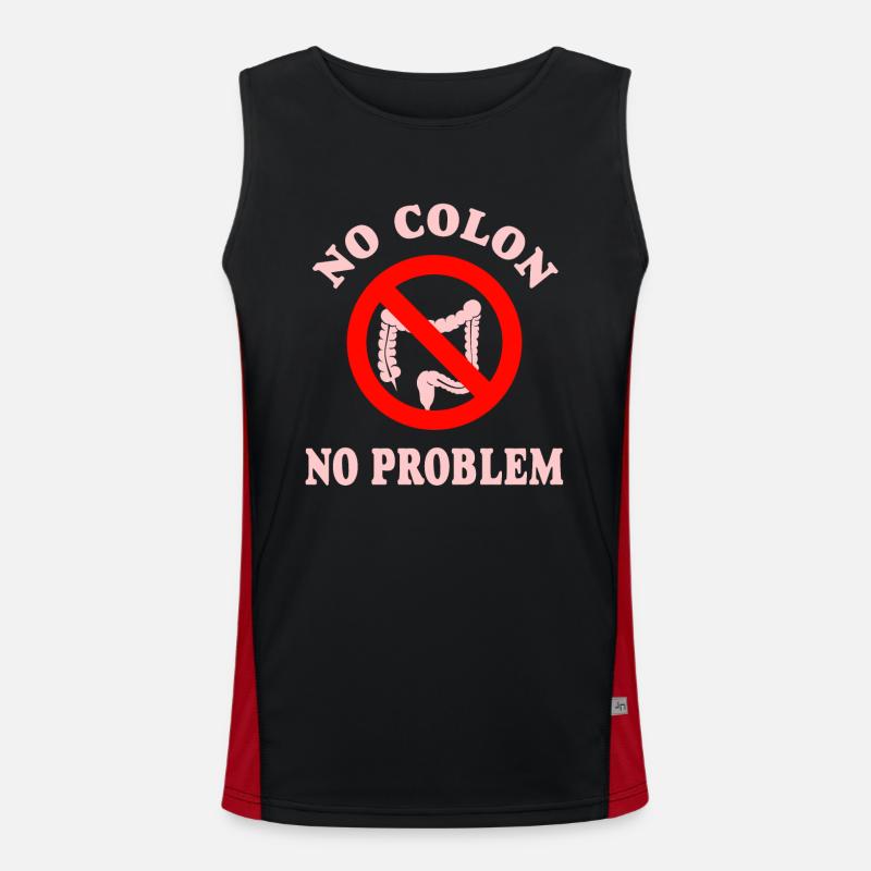 Intet kolon intet problem - Funktionel kontrast tanktop til herrer  - sort/rød